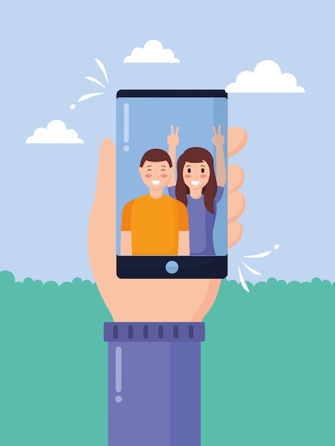 Vector gratuito las personas que toman selfie