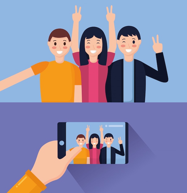 Vector gratuito las personas que toman selfie