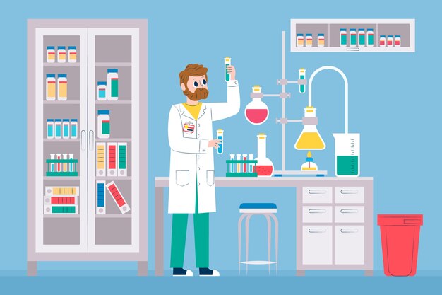 Personas que trabajan en un laboratorio de ciencias.