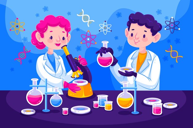 Personas que trabajan en un laboratorio de ciencias.