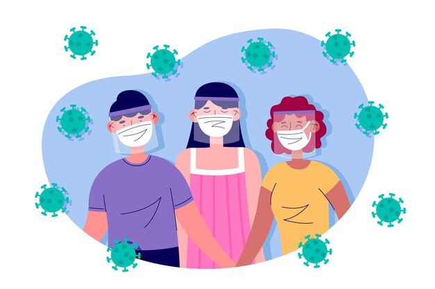 Personas que usan careta y máscara