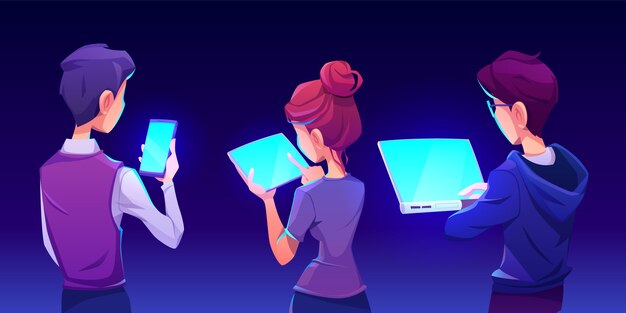 Personas que usan la vista posterior de la aplicación de teléfono inteligente