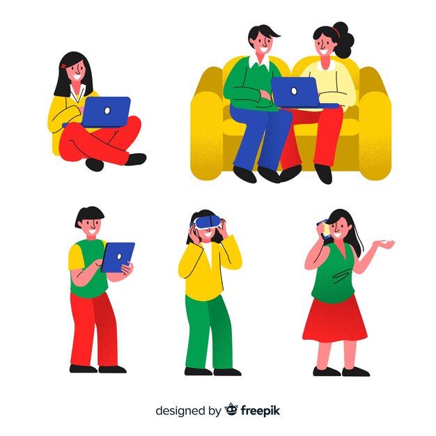 Personas que utilizan dispositivos tecnológicos