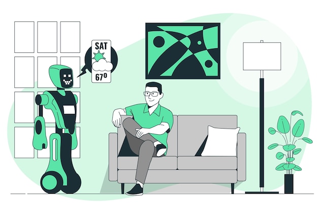 Personas que utilizan la ilustración del concepto de robots