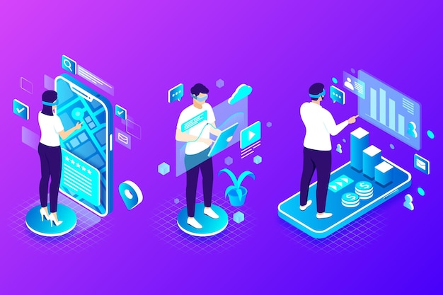 Personas que utilizan realidad aumentada en teléfonos inteligentes