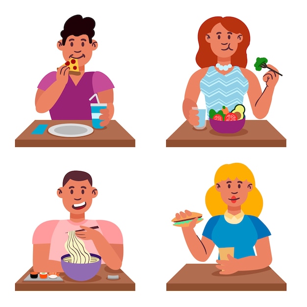 Personas con recogida de alimentos.
