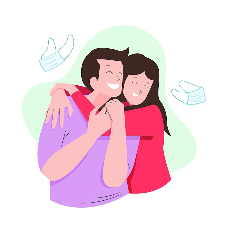 Vector gratuito personas reunidas después del autoaislamiento ilustrado