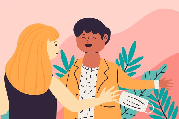 Personas reunidas después del autoaislamiento