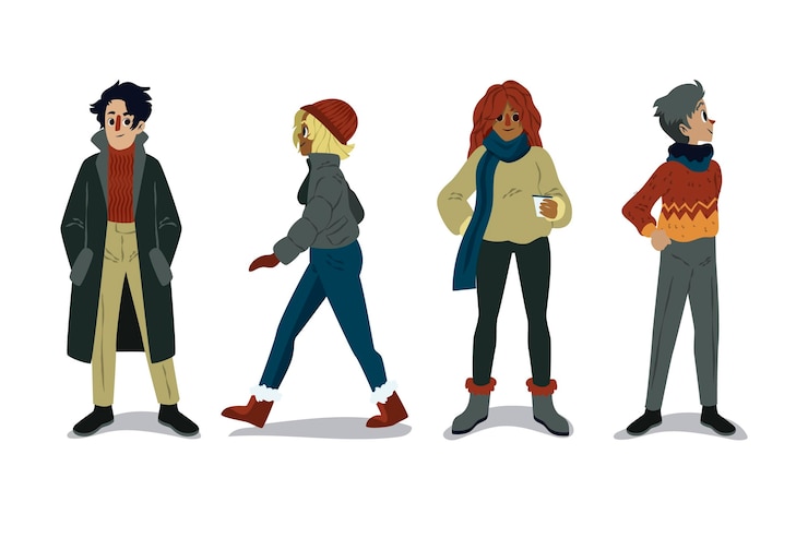 Vector gratuito personas con ropa acogedora