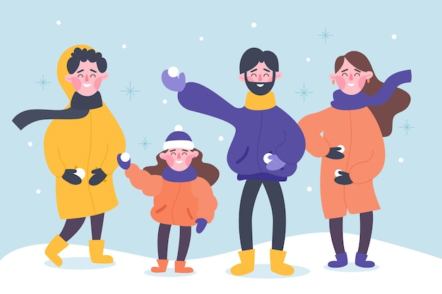 Personas con ropa de invierno ilustración