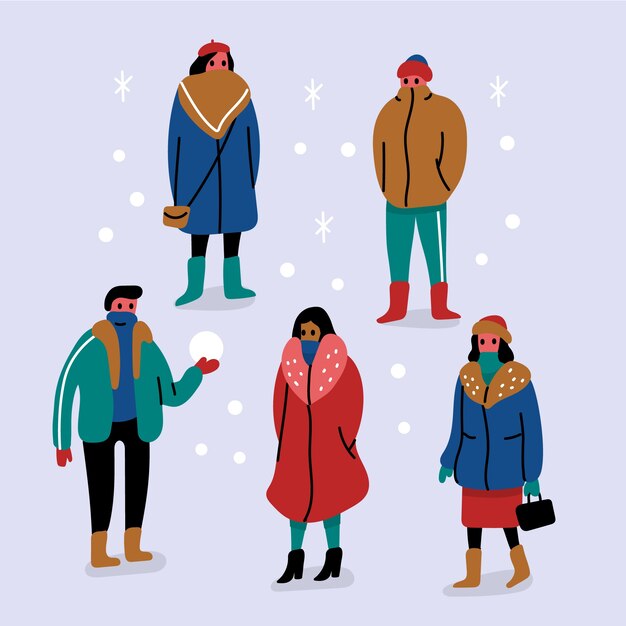 Personas en ropa de invierno
