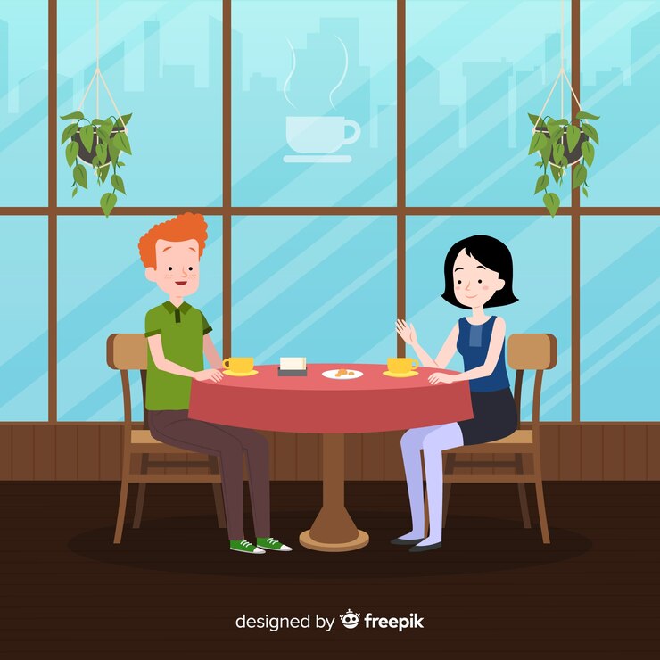 Vector gratuito personas sentadas en un cafe
