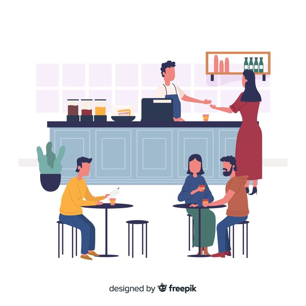 Personas sentadas en un cafe