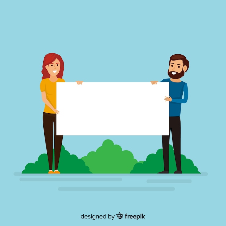 Vector gratuito personas sujetando cartel