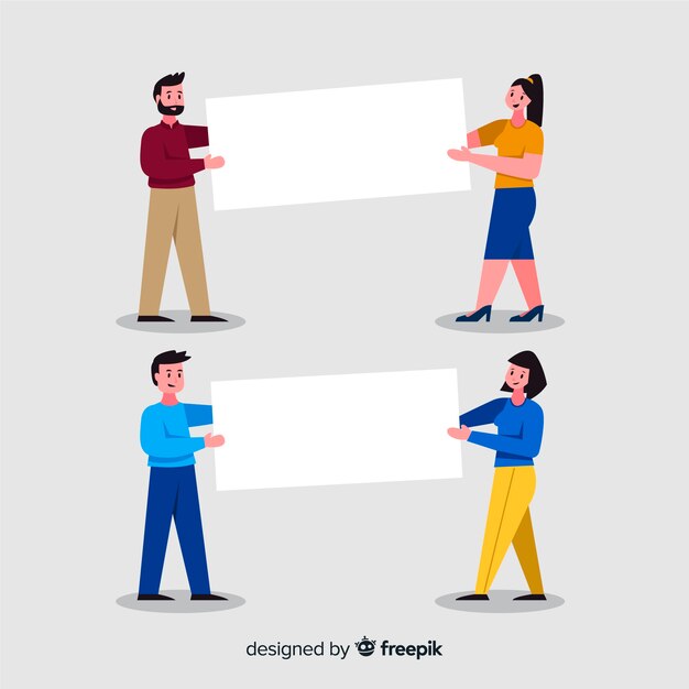 Personas sujetando cartel