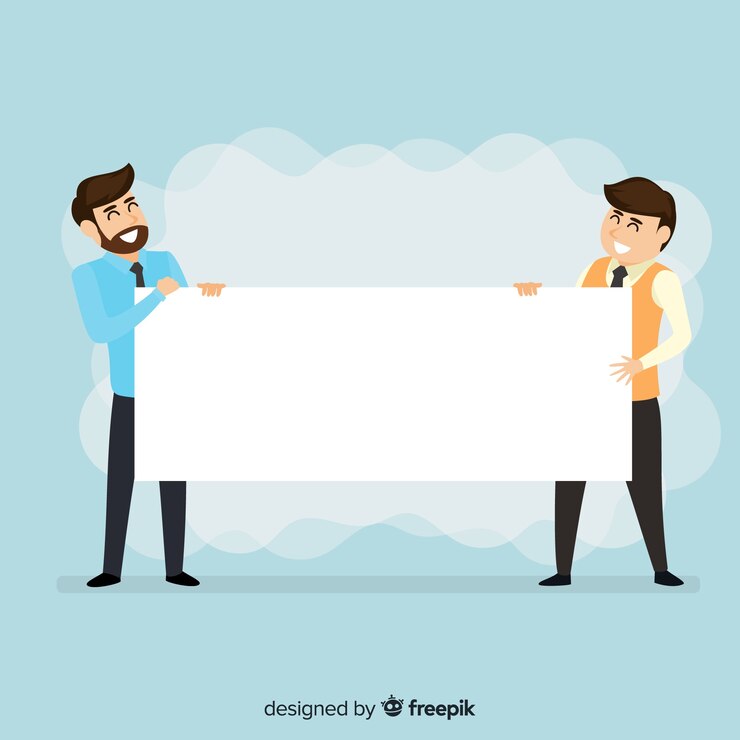 Vector gratuito personas sujetando cartel
