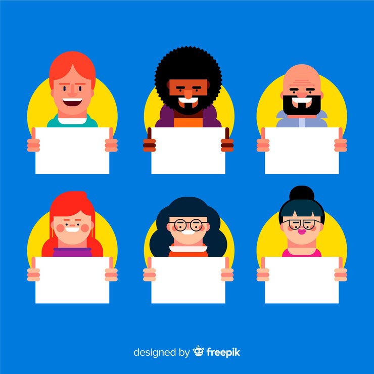 Vector gratuito personas sujetando carteles