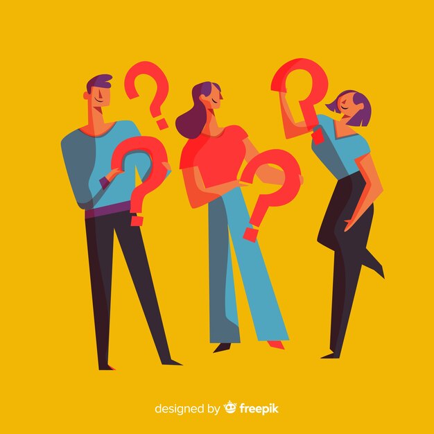 Personas sujetando interrogaciones