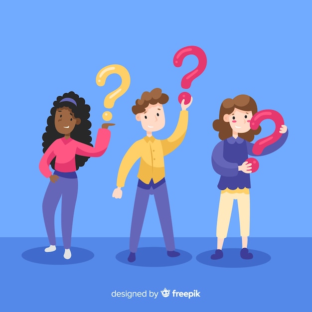 Vector gratuito personas sujetando interrogaciones