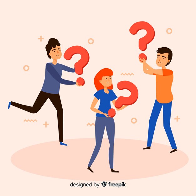 Personas sujetando interrogaciones