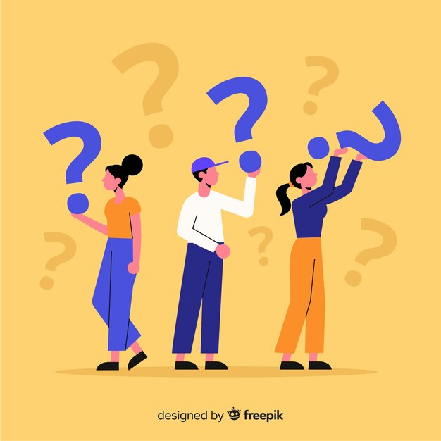 Personas sujetando signos de interrogación