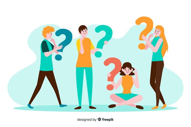 Personas sujetando signos de interrogación