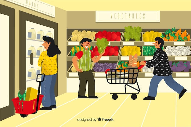 Personas en el supermercado