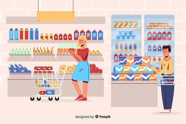 Personas en el supermercado