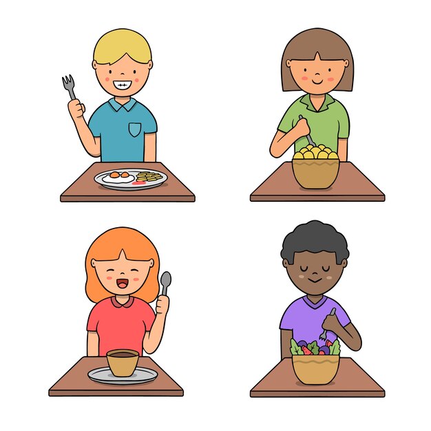 Personas con tema de ilustración de comida