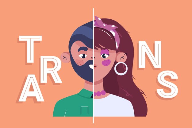Personas transgénero planas ilustradas.