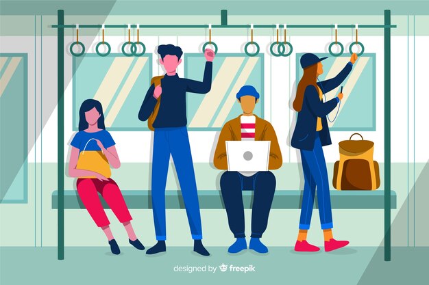 Personas usando el metro