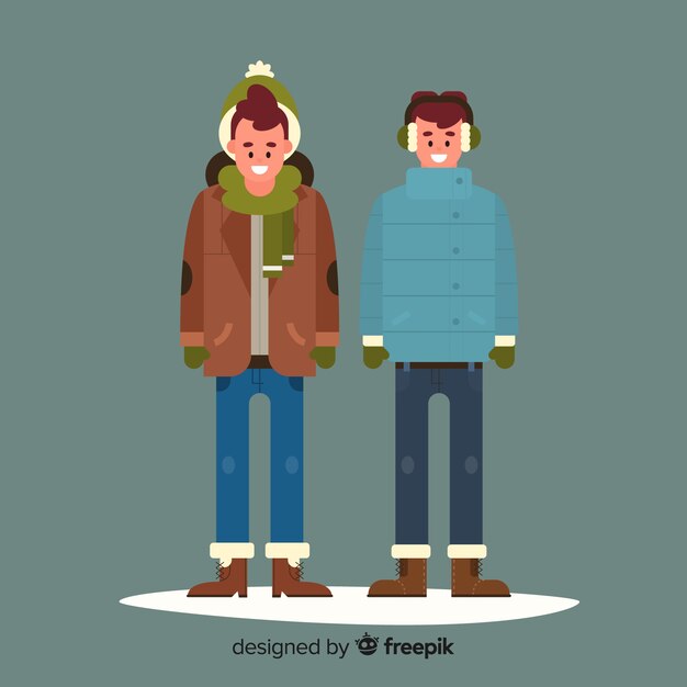 Personas vestidas con ropa de invierno