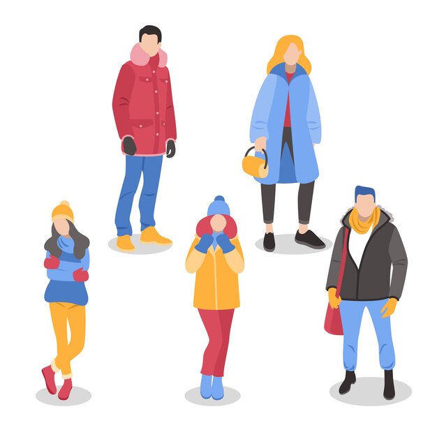 Personas vestidas con ropa de invierno