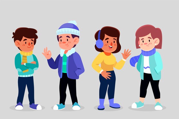 Personas vestidas con ropa de invierno
