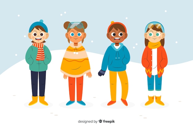 Personas vestidas con ropa de invierno