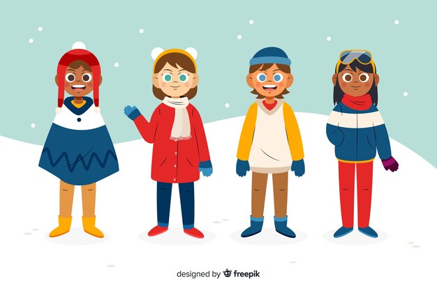 Personas vestidas con ropa de invierno