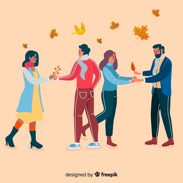 Personas vestidas con ropa de otoño