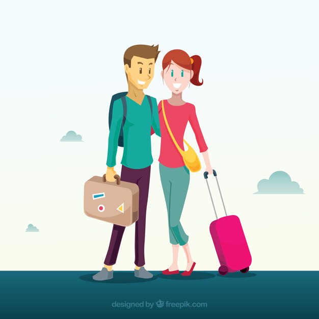 Personas viajando a diferentes lugares en estilo hecho a mano