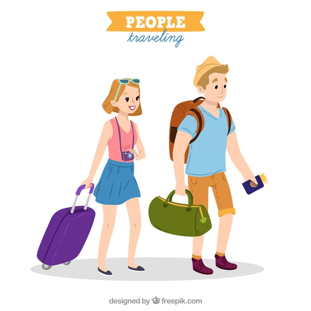 Personas viajando en estilo hecho a mano