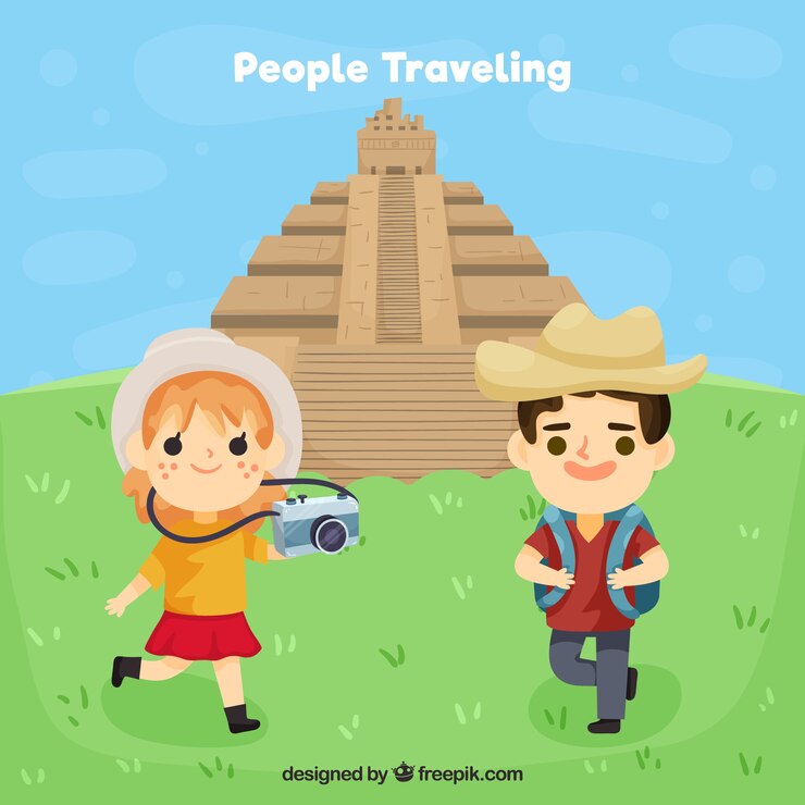Vector gratuito personas viajando en estilo hecho a mano