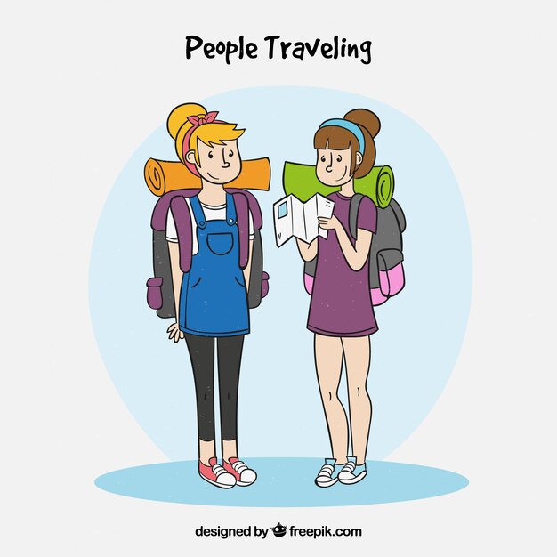 Personas viajando en estilo hecho a mano