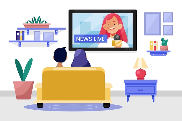 Personas viendo las noticias desde casa