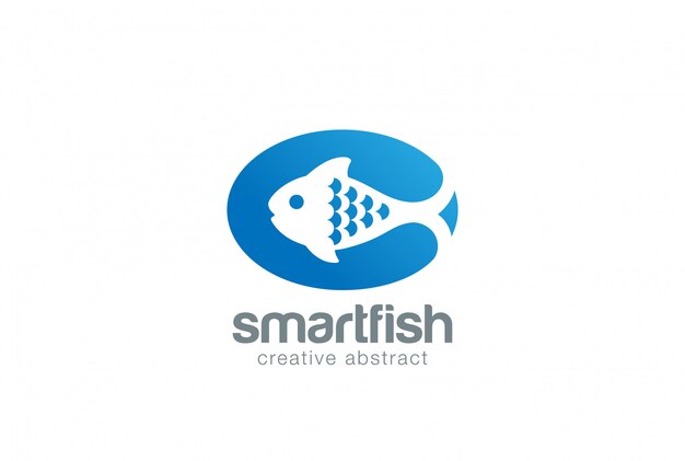 Pescado abstracto pescado en plato Logo vector icono