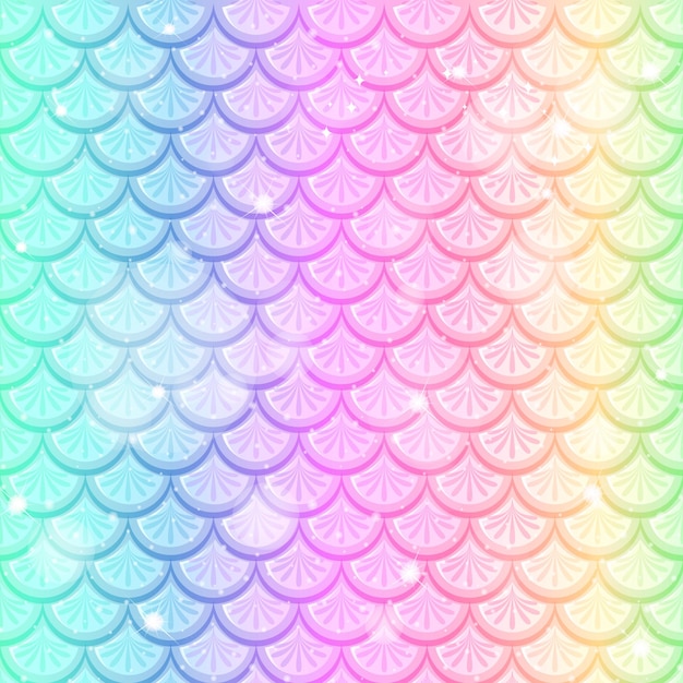 Vector gratuito pescado arco iris pastel escalas de patrones sin fisuras