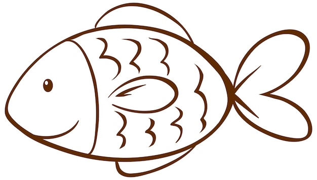 Vector gratuito pescado en estilo simple de garabato sobre fondo blanco