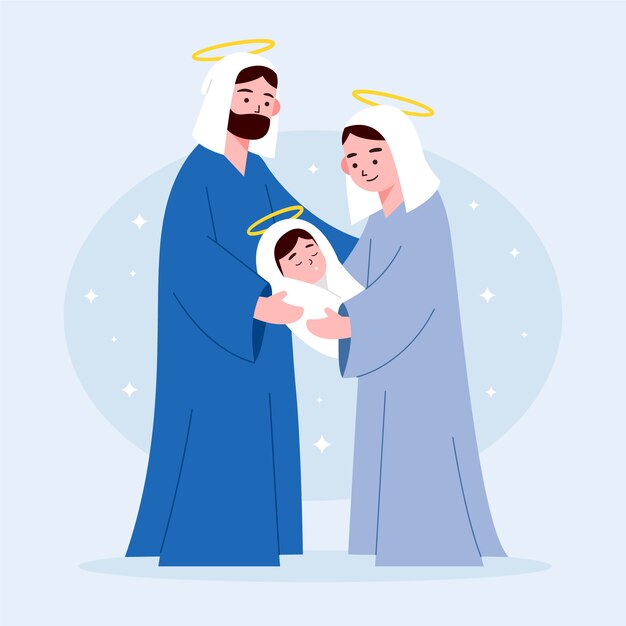 Pesebre navideño en diseño plano