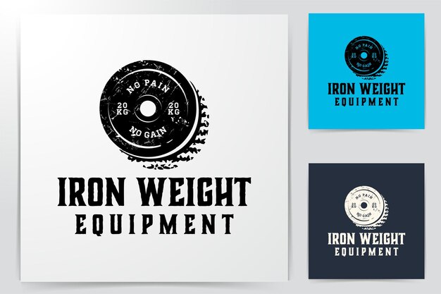 Peso de hierro, barbo, gimnasio fitness logo Ideas. Diseño de logotipo de inspiración. Ilustración de vector de plantilla. Aislado sobre fondo blanco