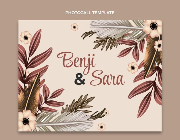 Photocall de boda boho acuarela