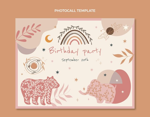 Photocall cumpleaños boho dibujado a mano