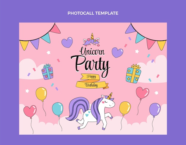 Vector gratuito photocall de cumpleaños infantil dibujado a mano